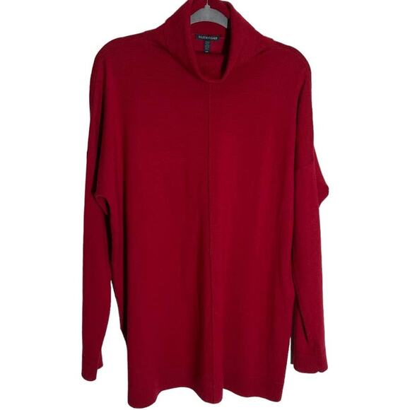 Eileen Fisher Red 100% Merino Wool Turtleneck - S - Picture 1 of 4